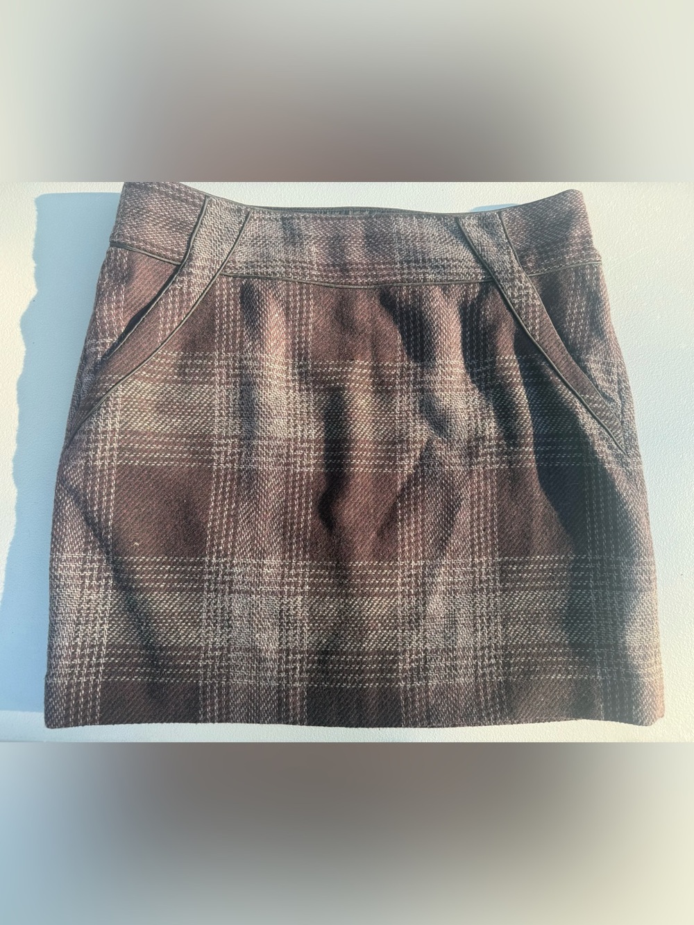 LOFT Brown Plaid Mini Skirt
